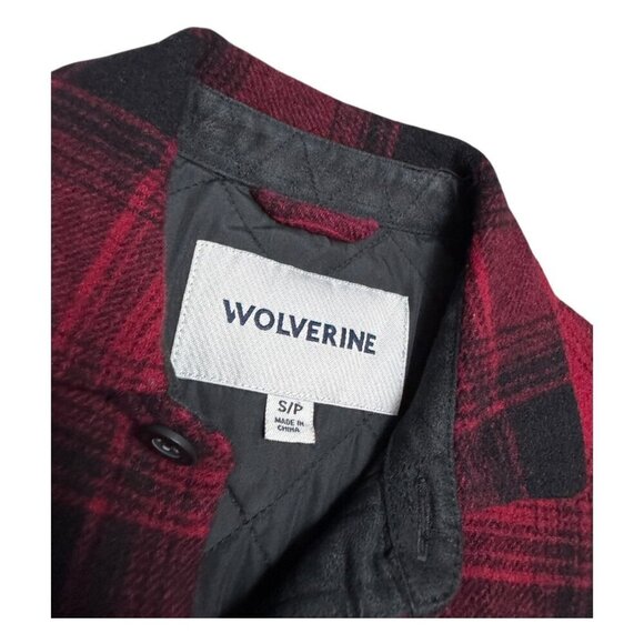 WOLVERINE Plaid Wool Red Quilted Winter Outdoor Work Jacket Shacket Mens Small - Picture 5 of 7